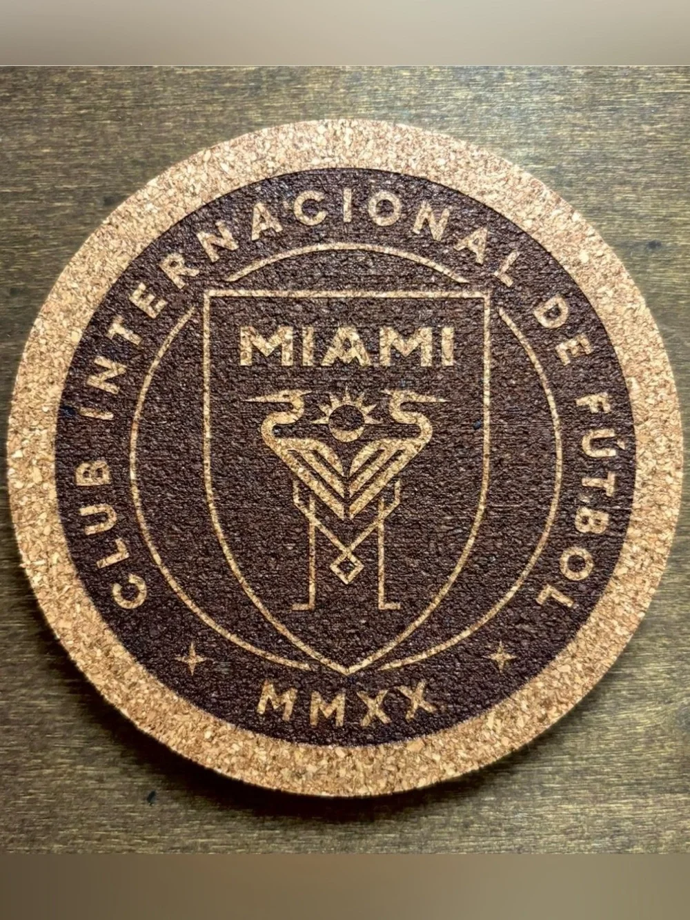 Inter Miami CF Logo Laser Engraved Cork Coaster